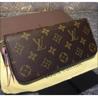 AAAA Discount Louis Vuitton Monogram canvas Clemence Wallet M61298 Rose Ballerine