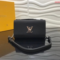 Pretty Style Louis Vuitton Original Grain calfskin LOCKME CLUTCH M56087 black