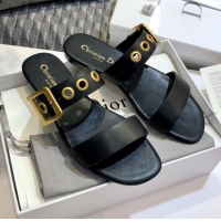 Cheapest Dior Eyelet Calfskin Slide Sandals 1329 Black 2020