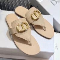 Good Looking Dior CD Calfskin Flat Thong Sandals CD71328 Nude 2020