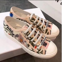 Grade Quality Dior Walk'N'dior Embroidered Flower Cotton Canvas Sneakers D72223 Pink/Multicolor