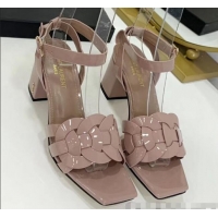 Lower Price Saint Laurent Patent Leather Sandal With 6.5cm Heel Y42003 Nude Pink 2020