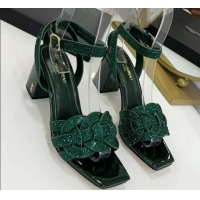 Grade Product Saint Laurent Crystal Calfskin Sandal With 6.5cm Heel Y42013 Green 2020