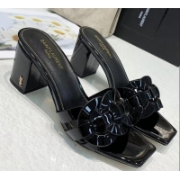 Shop Cheap Saint Laurent Patent Leather Slide Sandal With 6.5cm Heel Y42017 Black 2020