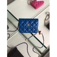 Buy New Cheap Chanel Sheepskin Original Leather Pocket AP0146 blue