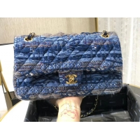 Good Quality Chanel Original flap bag Twill soft A01112 blue