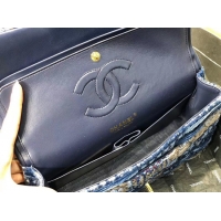 Good Quality Chanel Original flap bag Twill soft A01112 blue