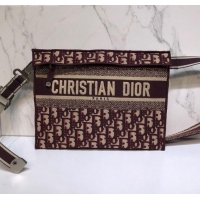 Conveniency Dior Clutch/Crossbody Bag in Burgundy Oblique Jacquard Canvas CD0343