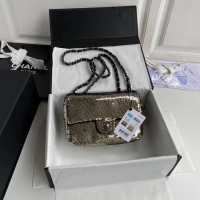 Grade Quality Chanel Original flap bag Sequins&sheepskin AS1448 grey