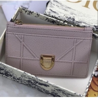 New Luxury Dior Diorama Calfskin Coin Purse Wallet CD2001 Light Purple 2019