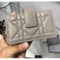 Cheapest Dior Lady Dior Cannage Lambskin Card Holder CD2652 Grey 2019