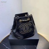 Most Popular CHANEL Calfskin small Backpack & gold-Tone Metal AS1614 black