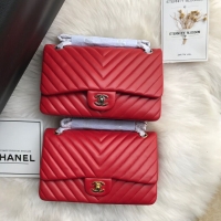 Good Quality Chanel Flap Original Lambskin Leather Shoulder Bag 1112V Red