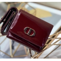 Buy Cheap Dior Medium 30 Montaigne Lotus Patent Leather Wallet CD1751 Burgundy 2019