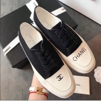 Popular Style Chanel Canvas Asymmetric Sneakers C72216 Black 2020