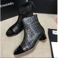 Famous Brand Chanel Checked Ankle Short Boots G35552 45mm Silver 2020