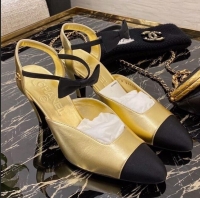 Pretty Style Chanel Laminated Leather Pumps With Black Bow 80mm G36360 Gold 2020