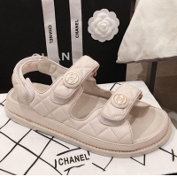 Best Product Chanel Leather Strap CC Button Flat Sandals G3445 White 2020