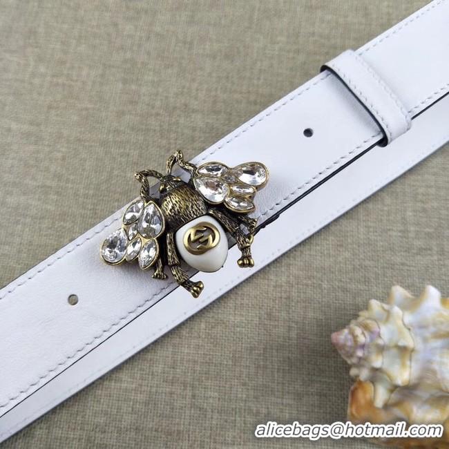 Stylish Gucci leather belt with bee 499638 white