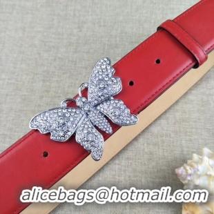 Most Popular Gucci leather belt with butterfly 499553 red