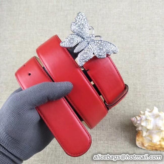 Most Popular Gucci leather belt with butterfly 499553 red