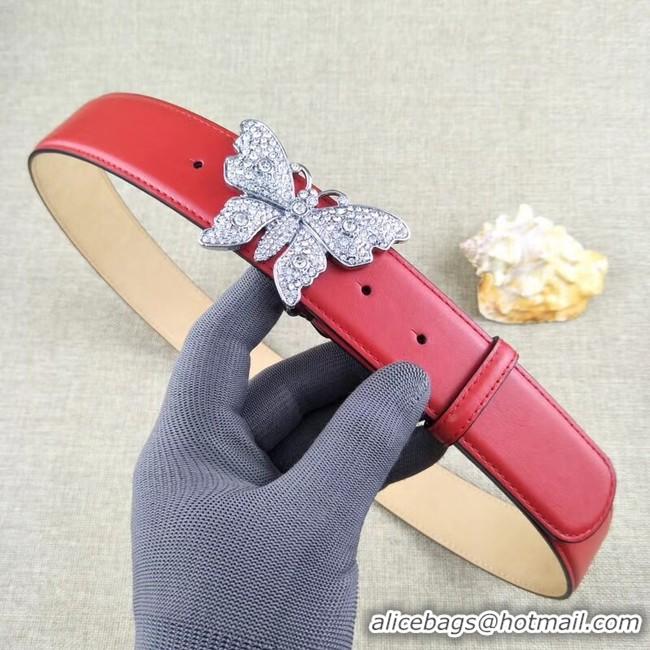 Most Popular Gucci leather belt with butterfly 499553 red