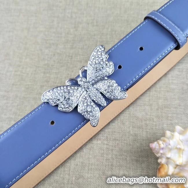 Stylish Gucci leather belt with butterfly 499553 blue