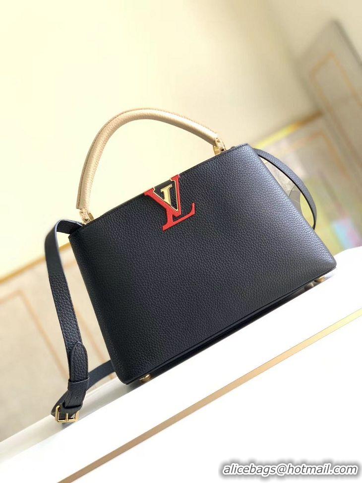 Top Quality Louis Vuitton Original Leather Capucines Bag MM M41813 Black