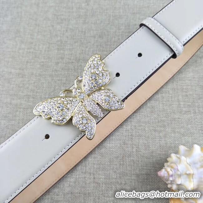 Hot Style Gucci leather belt with butterfly 499553 white