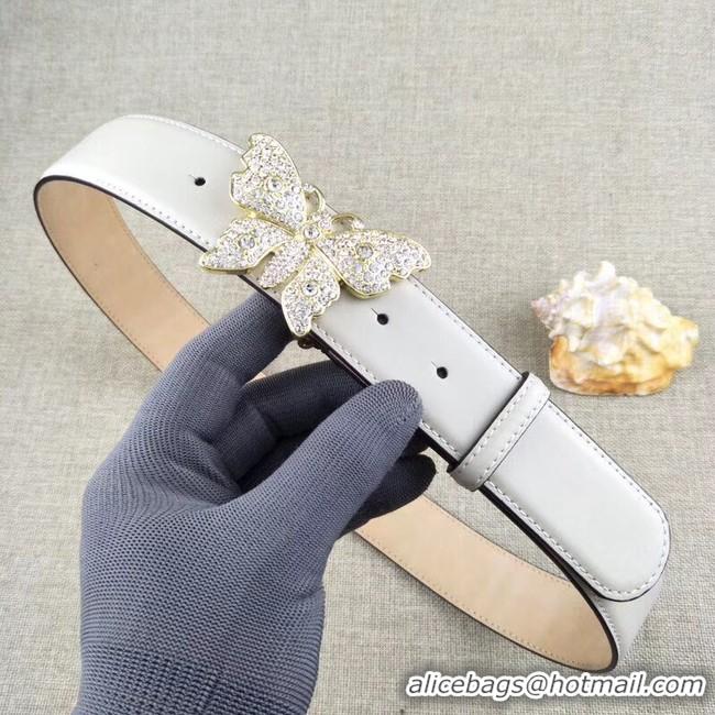 Hot Style Gucci leather belt with butterfly 499553 white