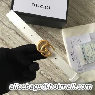 Unique Style Gucci Leather belt with Double G buckle 409417 white