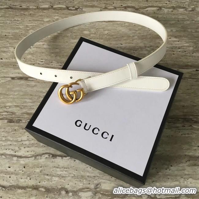 Unique Style Gucci Leather belt with Double G buckle 409417 white