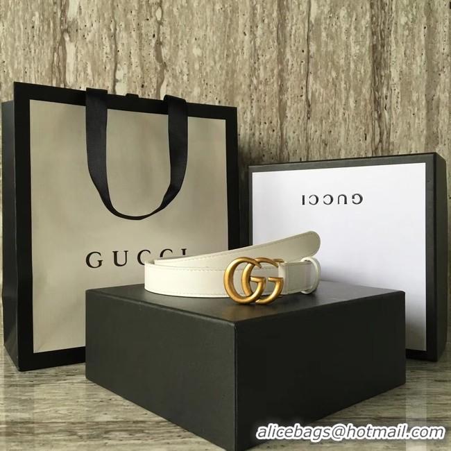 Unique Style Gucci Leather belt with Double G buckle 409417 white