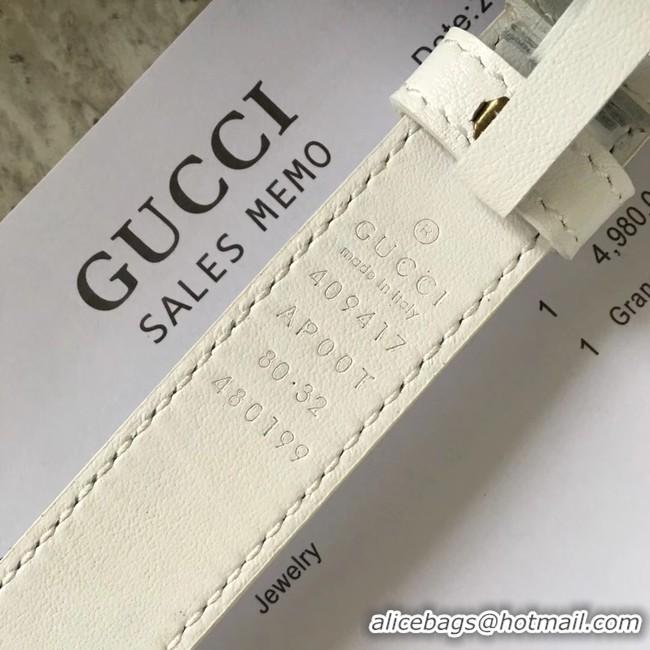 Unique Style Gucci Leather belt with Double G buckle 409417 white