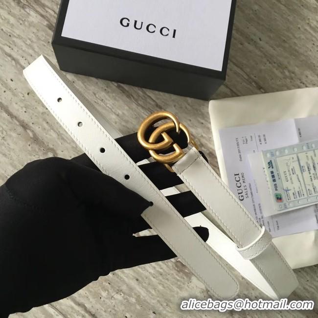 Unique Style Gucci Leather belt with Double G buckle 409417 white