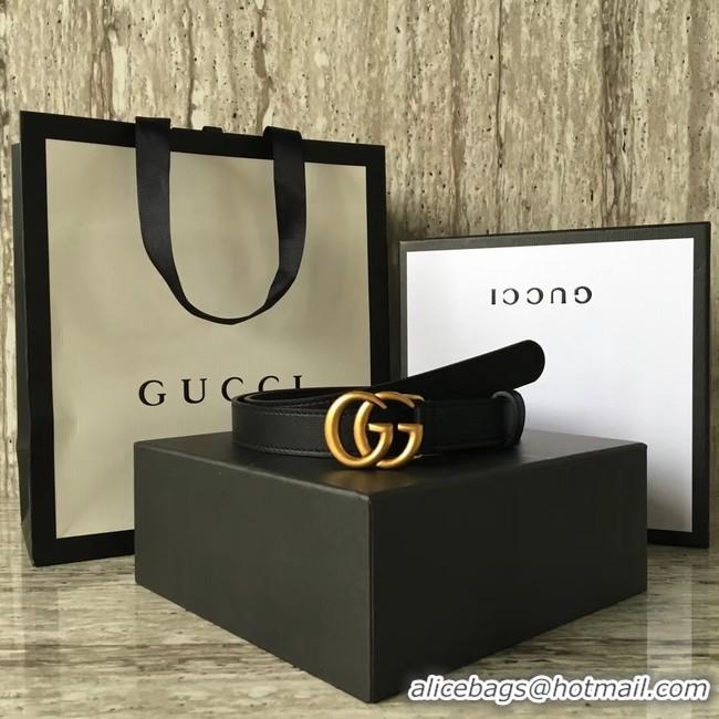 Best Price Gucci Leather belt with Double G buckle 409417 black