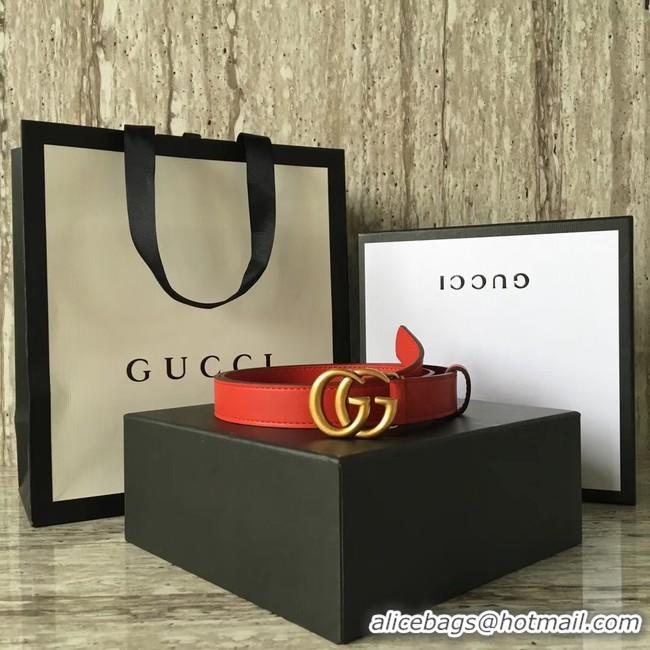 Good Quality Gucci Leather belt with Double G buckle 409417 red