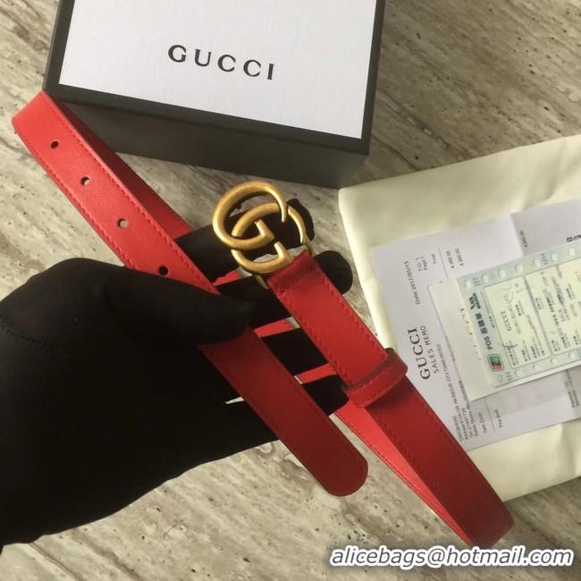 Good Quality Gucci Leather belt with Double G buckle 409417 red