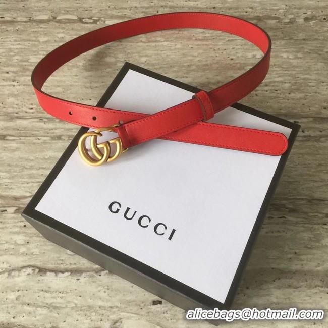 Good Quality Gucci Leather belt with Double G buckle 409417 red