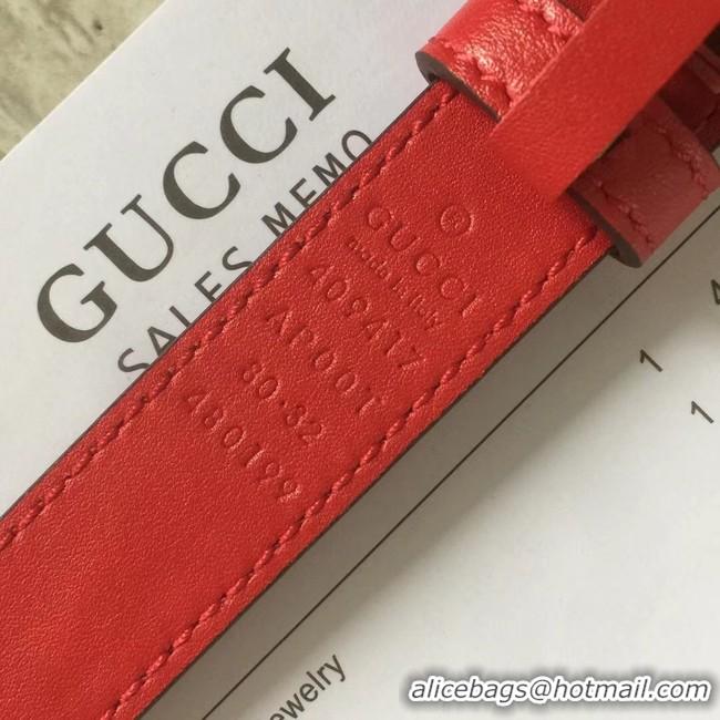 Good Quality Gucci Leather belt with Double G buckle 409417 red