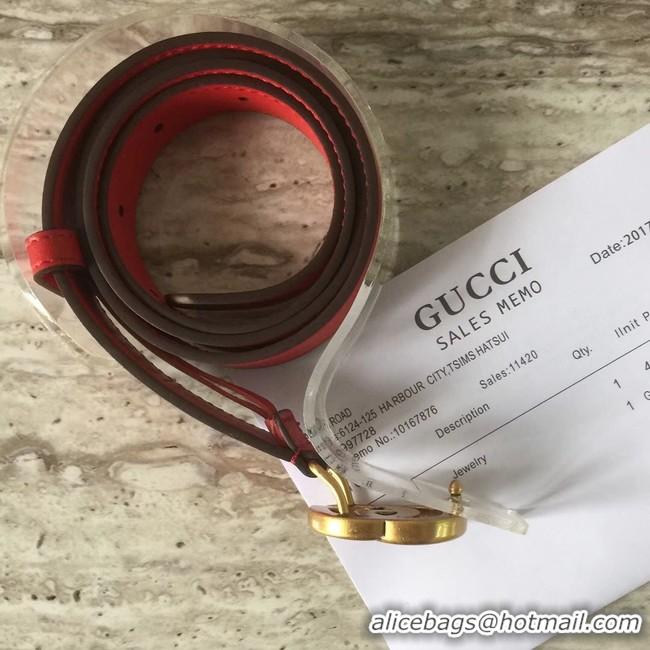 Good Quality Gucci Leather belt with Double G buckle 409417 red