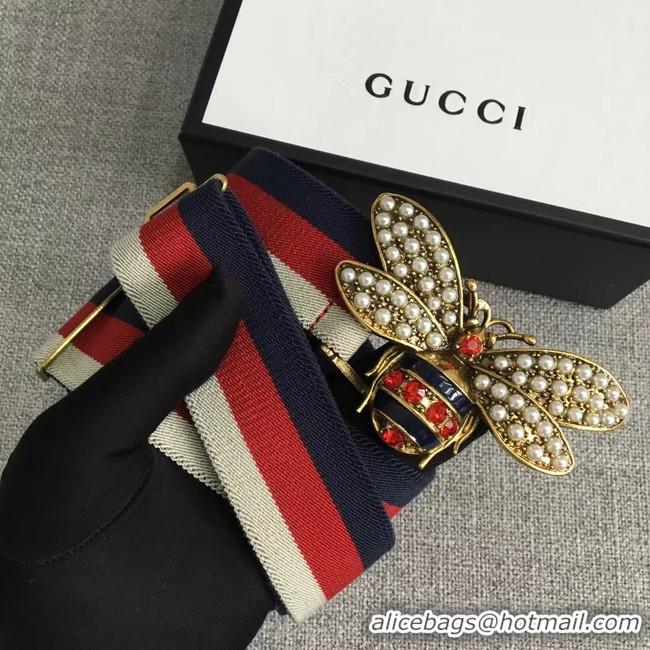 Popular Style Gucci Sylvie Web belt with bee 453277 red&white&blue