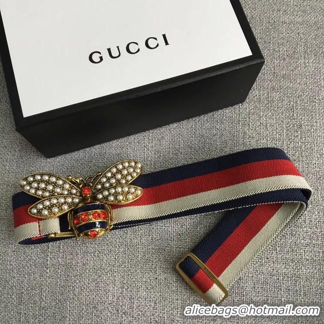 Popular Style Gucci Sylvie Web belt with bee 453277 red&white&blue