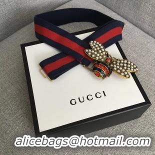 Sumptuous Gucci Sylvie Web belt with bee 453277 red&blue