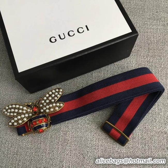 Sumptuous Gucci Sylvie Web belt with bee 453277 red&blue