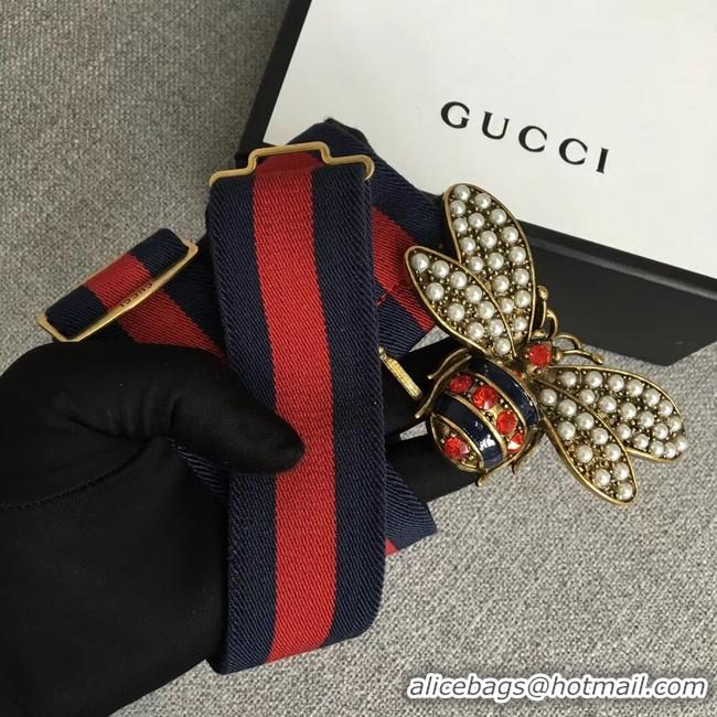 Sumptuous Gucci Sylvie Web belt with bee 453277 red&blue