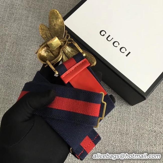 Sumptuous Gucci Sylvie Web belt with bee 453277 red&blue