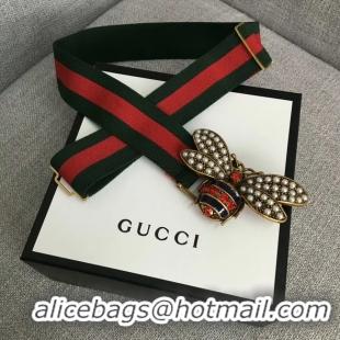 Best Product Gucci Sylvie Web belt with bee 453277 red&green