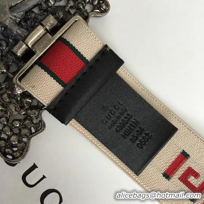 Crafted Gucci stripe belt with butterfly 499633 white&red