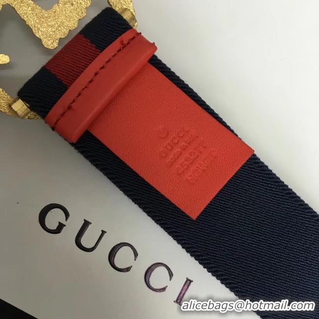 Luxury Gucci Web elastic belt with torchon Double G buckle 524101 red&blue